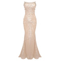 Apricot Sequins Mermaid Long Dress Optical Illusion Strapless Crystals Flowers Embellished Celebrity Evening Party Gowns Beige