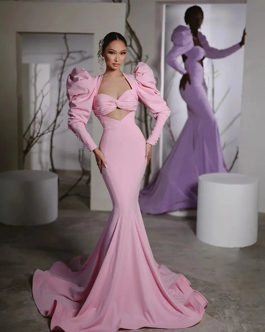 Gorgeous Lilac Mermaid Prom Dresses فساتين للمناسبات الرسمية Stretch Silk Satin Long Formal Party Dress Pink Evening Gowns Pink