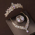 Luxury Silver Color Crystal Water Drop Bridal Jewelry Sets Rhinestone Tiaras Crown Necklace Earrings Wedding Dubai Jewelry Set TS-0007-L-XL-0019-C Tiaras