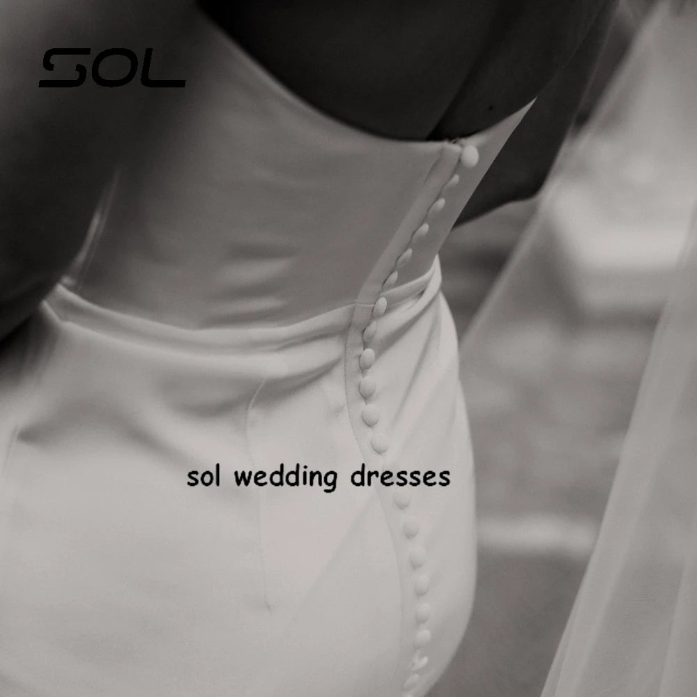 Sol Simplless Strapless Satin Wedding Dress for Women Sexy Mermaid Bridal Gown untuk Wanita Menawan Vestidos de Novia