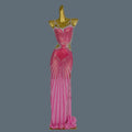 Elegant Crystal Party Evening Gown Cocktail Long Dress Dinner Gown Women Costume Sexy Sparkly Rhinestone Club Party Dress Xigua Rose Red One Size