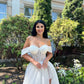 A-Line Beach Brautkleider für Frauen aus Schulterspitzenbrauthartkleidern Hochbein Schlitz Schnürung Long Bridasl Kleid