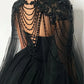 Black Beaded Glitter A-line Wedding Dress Elegant Detachable Shawl Custom Dresses Sexy Heart Shaped Neck vestido feminino