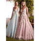 Princess A-line Party Dress Luxury 3D Flower Evening Dresses Sweet Light Pink Vestidos De Noche V-neck Prom Dress