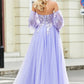 Lavender Prom Dresses Off the Shoulder Tulle A-line فساتين السهرة Elegant Puffy Sleeves Floor-Length vestidos verano moda