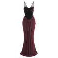 Chic Sleeveless Maxi Dress with Velvet Bodice and Chiffon Drape for Upscale Receptions Evening Gown PURPLE