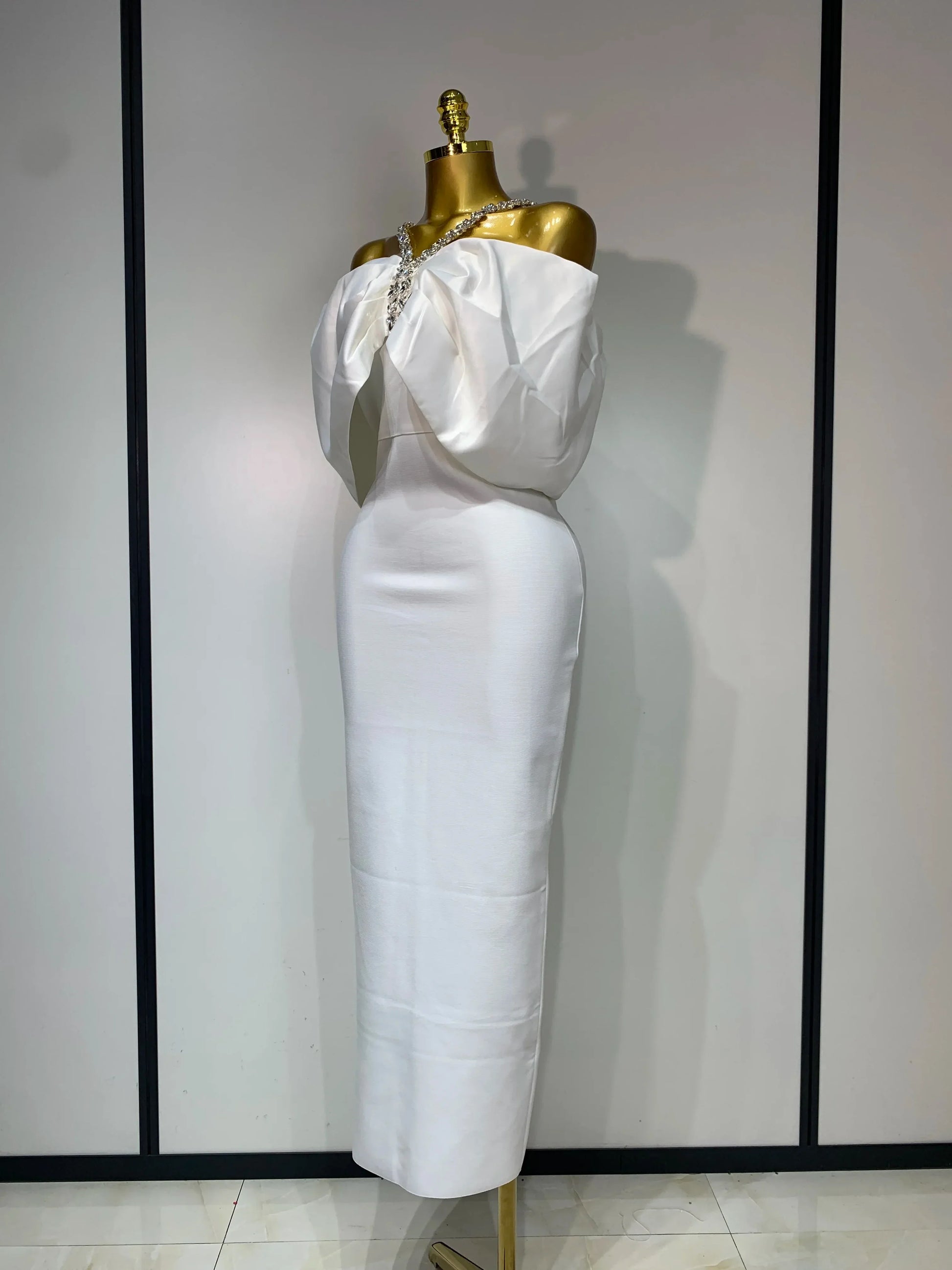 Luxury Rhinestone Chain Off Shoulder Vintage Butterfly Chic Bodycon Dress High Street Elegant Evening Party Birtyday Clothing