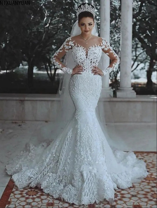 Mermaid Cut Wedding Dress Luxury New Collection Wedding Dresses for Women Bride Robe Brides Party Formal Female Guest