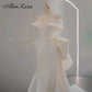 Pakaian perkahwinan duyung bahu Satin bergaya 2 dalam 1 bow kereta api pengantin gaun puteri b382 custom vestido de novia