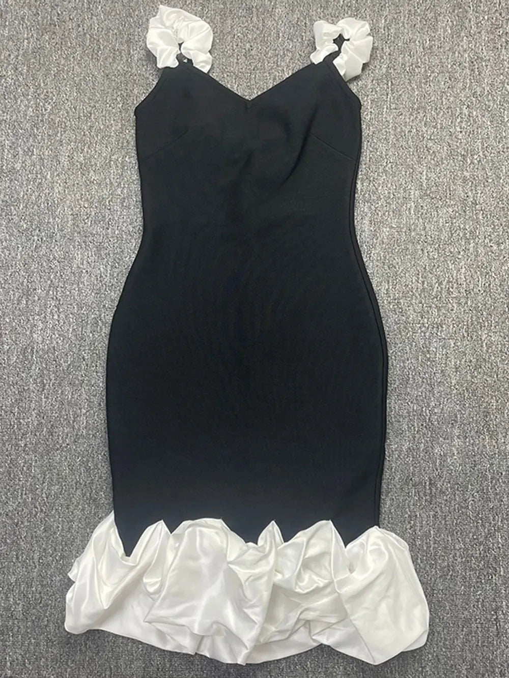 Sexy Women'S Patchwork Draped Design Bandage Dress Spaghetti Strap Sleeveless Bodycon Backless Midi Dress Party Vestidos
