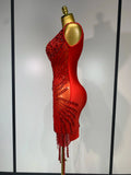 Sparkly Rhinestone Mesh See Through V Neck Dress Women Sexy Performance Stage Costume Evening Party Club Luxury Birthday Outfit