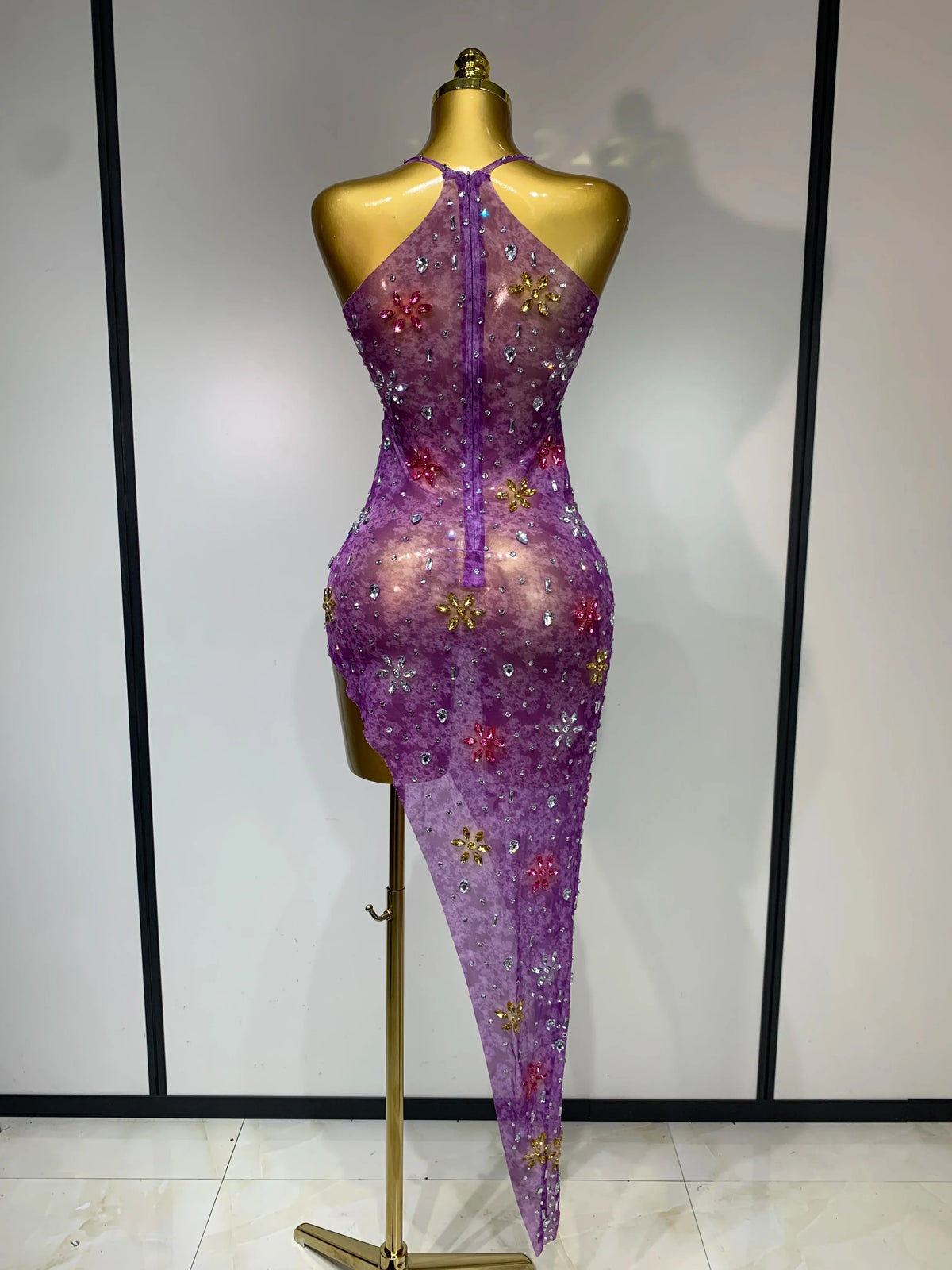 See Through Rhinestone Women Sexy Mesh See Through Stretchy Sparkly Rhinestone Performance Co ...