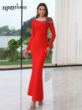 Sexy Women Christmas Dress O-neck Long Sleeve Gauntlet Heavy duty sequin Flower Design Bodycon Backless Long Dress Vestidos