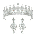 Baroque Crowns For Queen Women Crystal Princess Bridal Tiara Crown Wedding Hair Accessories Pageant Prom Hair Jewelry Headdress Blue Zinc Plated