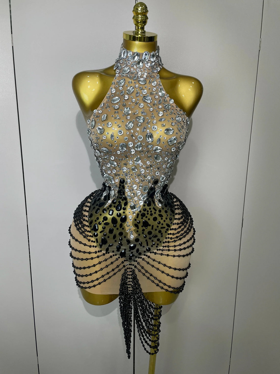 Sparkly Crystals Beading Short Dress Women Sexy Mesh Backless Evening Prom Celebrate Birthday Dress Photo Shoot Wear Silver