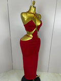 Sexy Halter Hollow Out Sleeveless Black Red Bodycon Long Bandage Dress Women Celebate Elegant Luxury Birthday Club Dress