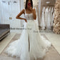 Glitter Lace Mermaid Wedding Dresses Square Collar Bodycon Sparkly Flowers Bridal Gowns Side Slit Backless Party Gowns