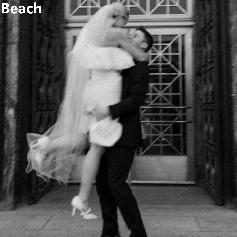 Strand einfache satin weiße Brautkleider Frauen ärmellose Meerjungfrau Rückenfreie Kleider One Schulterpartykleid Mitte gemacht