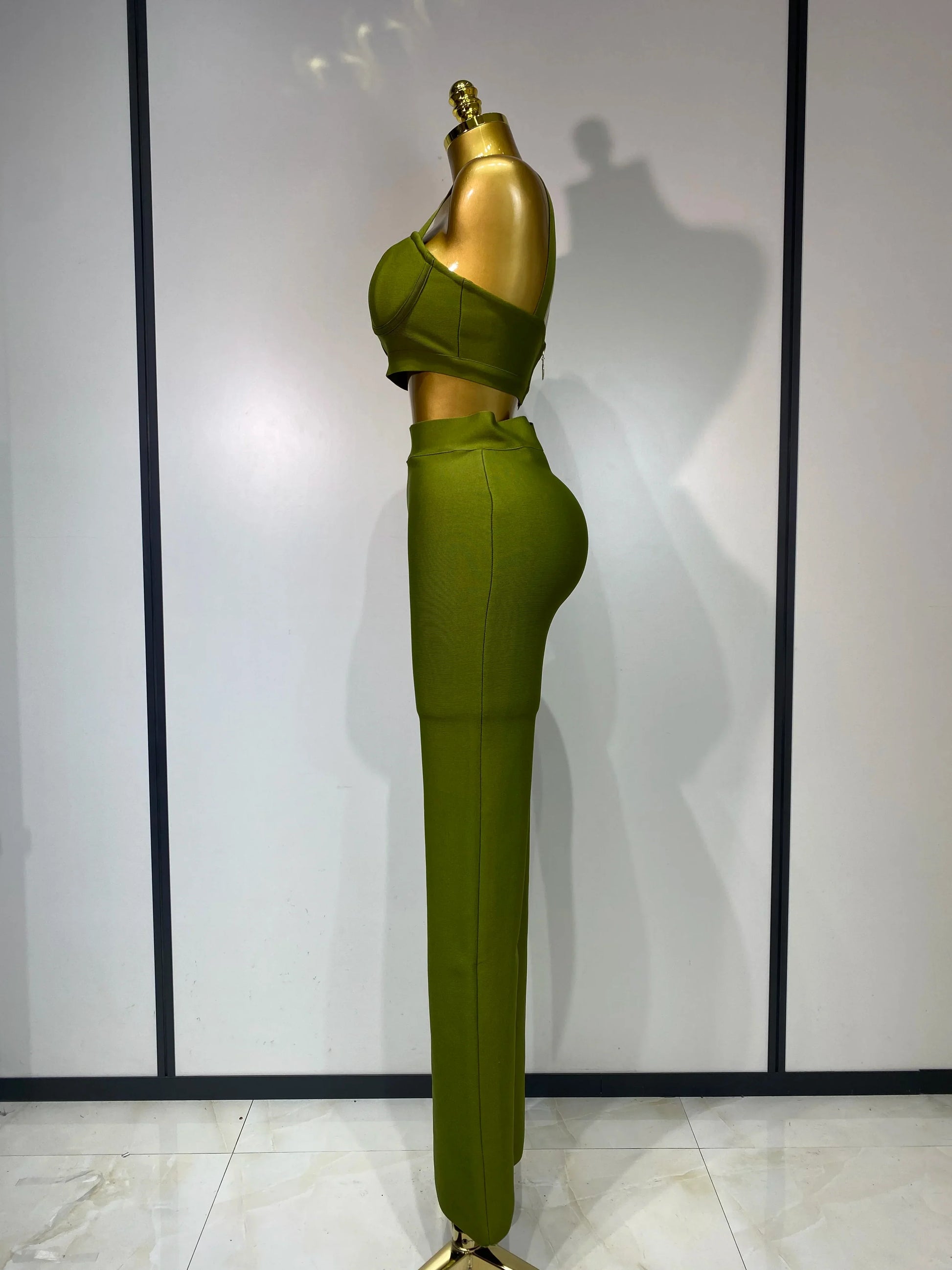 Women Sexy Bandage Crop Top Pant Set Evening Party Club Luxury Birthday High Street Fashion Elegant Luxury Birthday Outfit ﻿