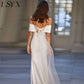 Robe de mariée sirène élégante, épaules dénudées, dos nu, Simple, en crêpe, traîne de balayage, minimalisme