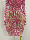 Sexy Sparkly Rhinestones Mesh Mini Dress With GlovesWomen Evening Birthday Party Celebrate Costume Dancer Stage Wear