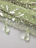 Summer New Green Feather Shining Sequins Strapless Slim High Slit Beads Tassels Party Cocktail Evening Dress
