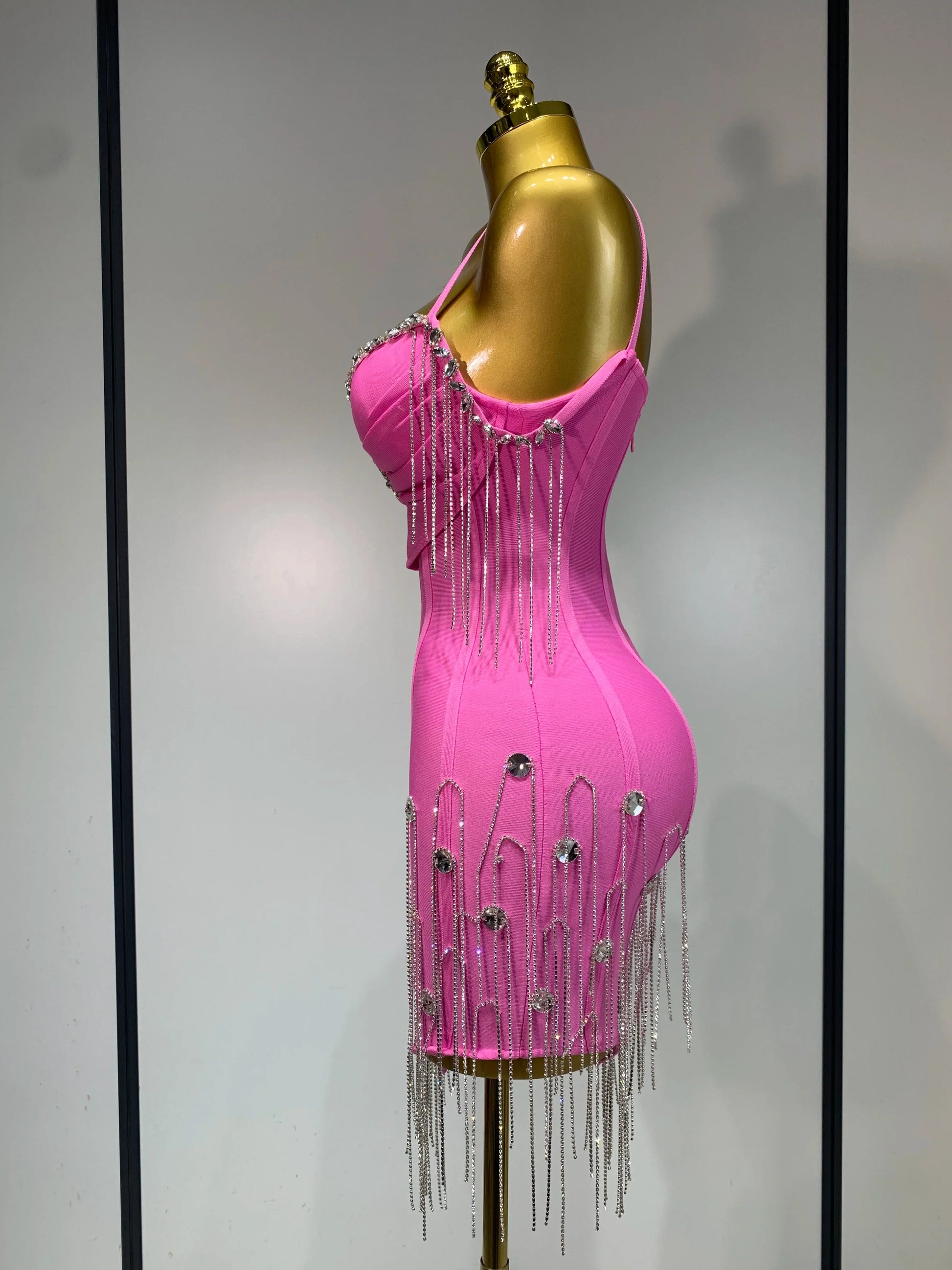 Sexy Backless Spaghetti Strap Bodycon Sleeveless Bandage Dress Elegant Prom Gown Club Evening Party Luxury Birthday Dresses