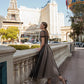 Black Prom Dresses Dot Tulle Cap Short Sleeves A Line Tea Length O Neckline Formal Party Special Occasion Evening Gowns