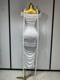 White Women Sexy Off Shoulder Bodycon Mesh Long Dress Nightclub Party Evening Fashion Birthday Dress Vestido