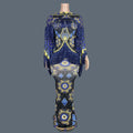 Spandex Bodycon Evening Gown Printing Tassel Long Dress Birthday Celebrate Party Queen Outfit Festival Event Couture Chengbao Long Sleeved