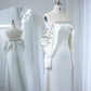 Elegante abito da sera Dubai a sirena bianca con maniche lunghe di Cape Off di abiti da festa arabi arabi