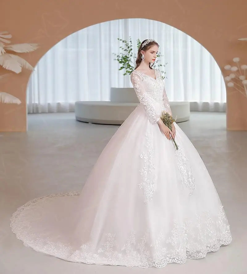 Vestido De novia con hombros descubiertos, elegante Vestido De novia con cuello barco con cordones, Vestido De baile De princesa, Vestido De novia personalizado