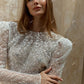 Glitter Short Wedding Dresses High Neck Long Sleeves Bride Party Dresses for Women Sequined A-Line Bridals Prom Gowns