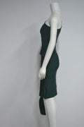 Darkgreen Color Women Sexy One Shoulder Ruffles Bodycon Mini Bandage Dress Office Lady Celebrate Evening Party Outfit Vestido