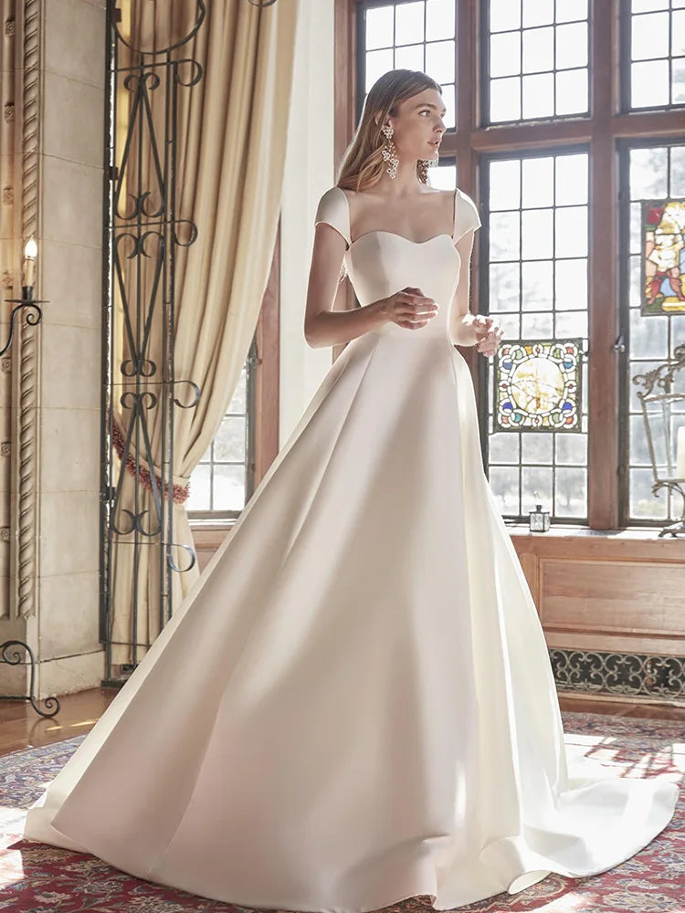 Robe de mariée de luxe en Satin blanc français, robe de mariée Sexy sans bretelles, robe de bal de soirée, robe de soirée d'été pour femmes