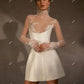 A-ligne Mini robes de soirée de mariage manches longues col haut robes de mariée tache dentelle courte robes de bal robe de Cocktail