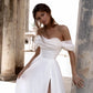 Elegant Off The Shoulder A Line Wedding Dresses Short Sleeves Side Slit Bridal Gown Vestidos Gala Custom Made For Woman