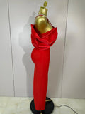 Luxury Rhinestone Chain Red Off Shoulder Vintage Butterfly Chic Bodycon Long Dress Elegant Evening Party Birtyday Clothing