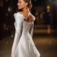 A-line kurze Hochzeitsfeier Kleider von Schulter 3d Blumen Bräute Kleider Langarmes Cocktailkleid für Frauen Promkleider