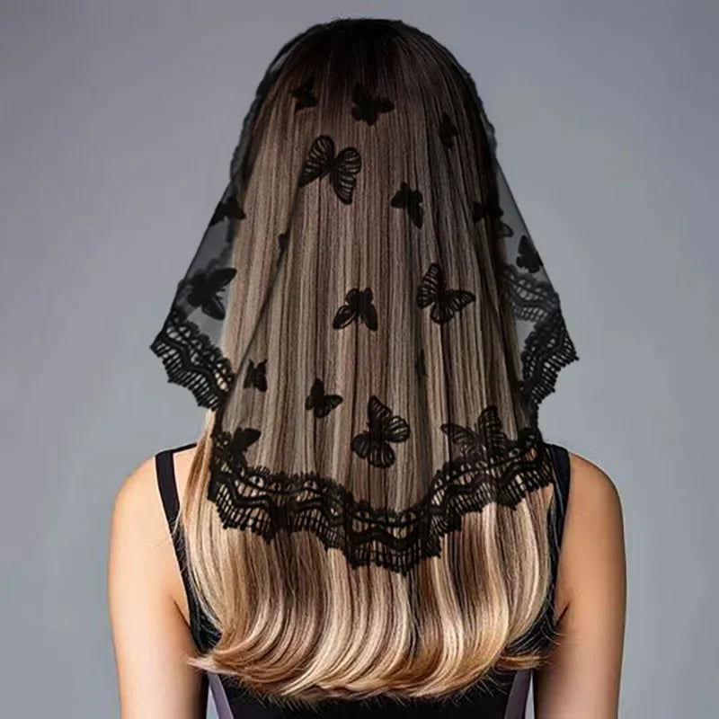 Mantilla Lace Veils For Church Spanish Style Muslim Head Coveing For Women Black White Catholic Chapels Veils For Wedding Bride Gold