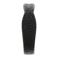 Black Strapless Pearls Embellished Long Dress For Women Sleeveless Beaded Bodycon Party Cocktail Evening Gown black