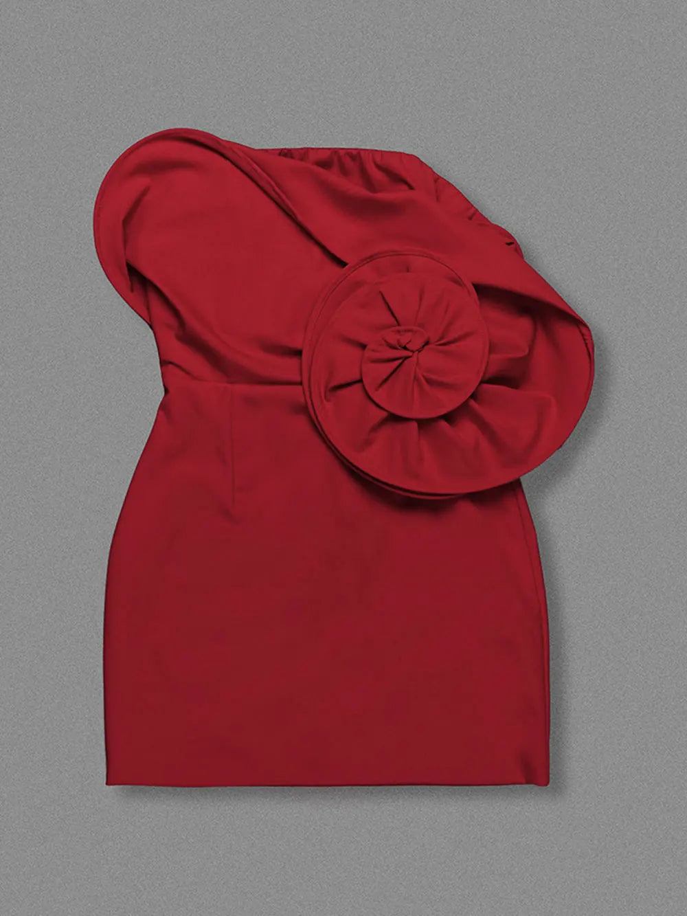 Sexy Women 3D Flower Design Christmas Dress Strapless Sleeveless Bodycon Bareback Mini Dress Cocktail Evening Party Vestido