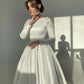 Elegant Ivory Muslim Wedding Dresses Vestidos De Novia Luxury Beading Flowers Satin Simple Vintage Long Sleeve Bridal Gowns