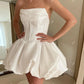 Pakaian Pesta Perkahwinan A-Line Pendek Strapless Lengan Tanpa Burung Skirt Burung untuk Wanita Backless Bridals Dress Vestido