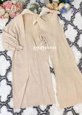 Casual Solid Knitted Sweater Long Dress Set Women Long Sleeve Loose Long Cardigan Coat&Sleeveless Mid length Dress Two Piece Set apricot