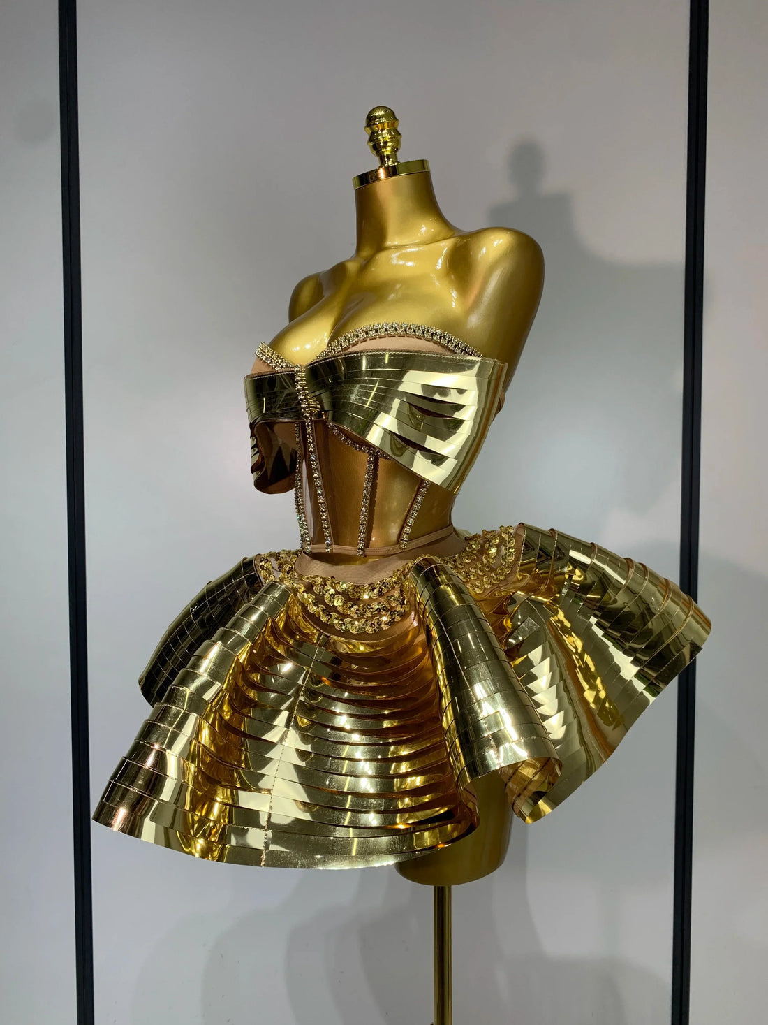 Women Stage Performance Costume Two Piece Set Silver Sequins Rhinestone Fancy Outfit Sexy Backless Shiny Birthday Party Dresses Gold