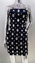 Luxury Sparking Diamonds Strapless Bandage Mini Evening Dress Sweet Woman Birthday Party Dress Performance costume