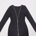 Sexy Women's Dress Front and Back Wearable O-neck Long sleeved Bodycon Zipper Design Midi Dresses Evening Party Vestidos