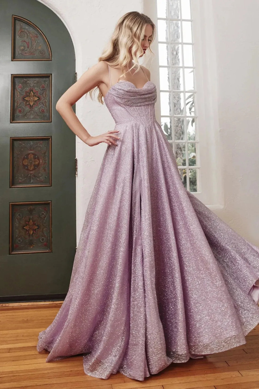 Glitters Evening Dresses Sparkly Plus size Bling Pleats Long A Line with Slit Spaghetti Straps Formal Party Prom Gowns
