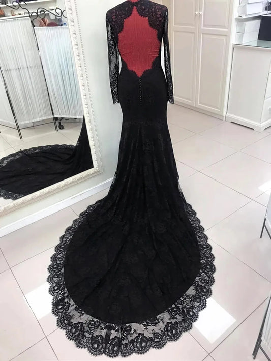 Vestidos De Novia negros, Vestidos De Novia góticos De sirena, espalda abierta, Vestidos De Novia con apliques De encaje para mujer, Vestidos De Boda personalizados